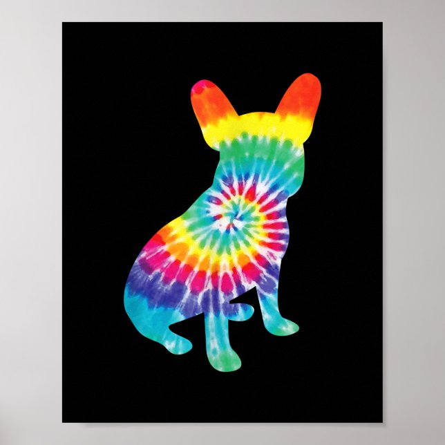 Tie Dye Hippie Fransk Bulldog Gift for Hund älskar Poster (Framsidan)