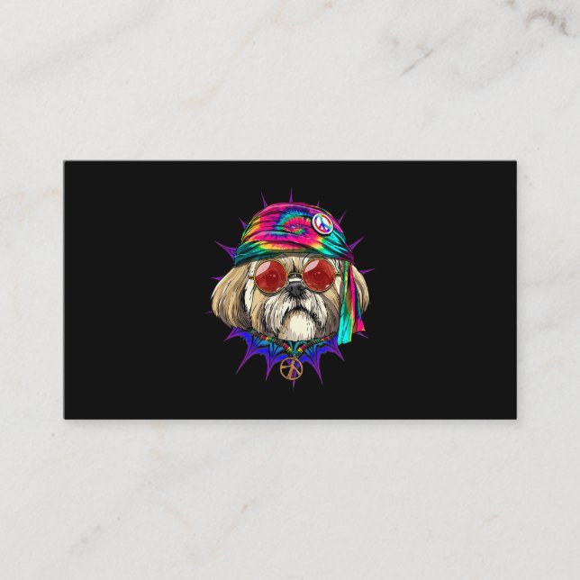 Tie Dye Hippie Shih Tzu Hippiness Peace Kärlek Hun Visitkort (Framsida)