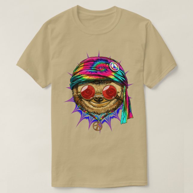 Tie Dye Hippie Sloth Hippiness Peace Love Sloth  T Shirt (Design framsida)