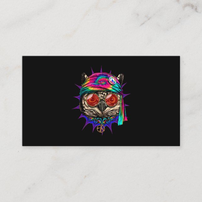 Tie Dye Hippie Uggla Hippiness Peace Kärlek Uggla  Visitkort (Framsida)