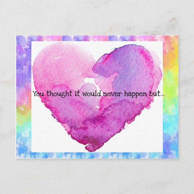 Tie-Dye Hjärtformad Bröllopsinbjudan Meddelande Vykort (Framsida)