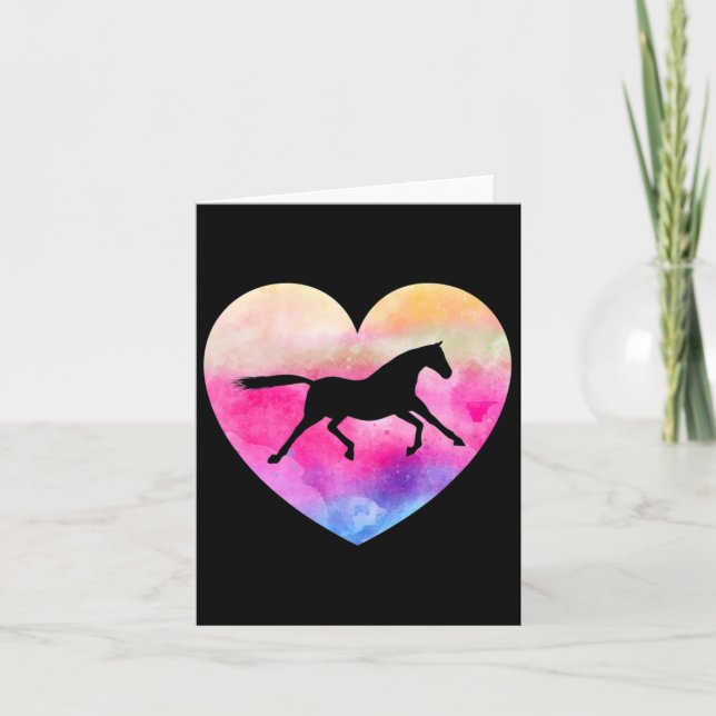 Tie Dye Horse Funny  Hippie Costum Kort (Framsida)