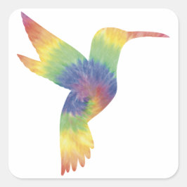 Tie Dye Hummingbird Sticker Fyrkantigt Klistermärke