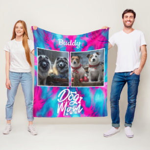 Tie Dye Hund Mamma Personlig Rosa Blue Fleecefilt