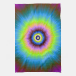 Tie-Dye i Blue Rosa Gult Kitchen Towel Kökshandduk