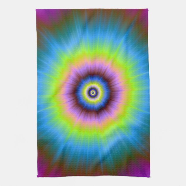 Tie-Dye i Blue Rosa Gult Kitchen Towel Kökshandduk (Vertikal)