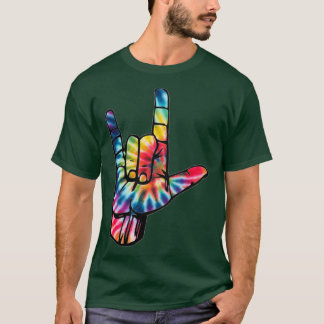 tie dye ILY-hand T Shirt