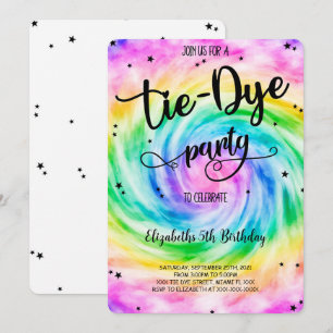 Tie Dye-inbjudan Inbjudningar