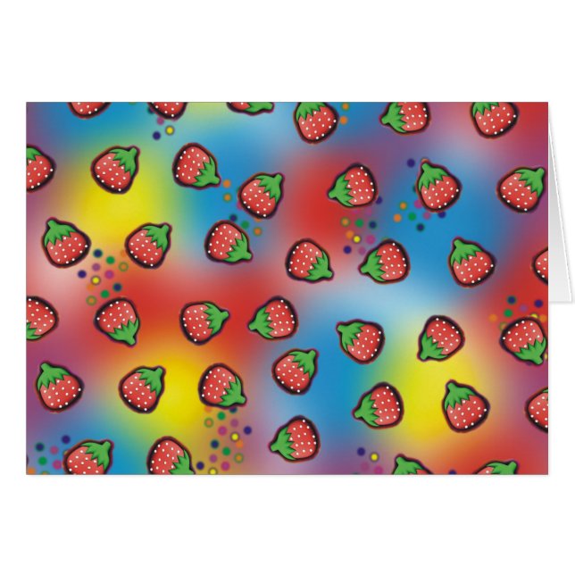 Tie Dye Jordgubbsfält Hälsningskort (Framsidan Horizontal)