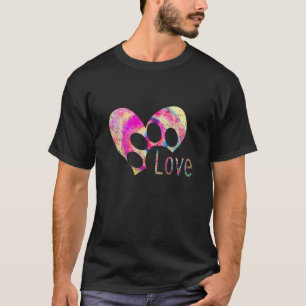 Tie Dye Kärlek Hund Paw Skriv ut Animal Tass Hund T Shirt