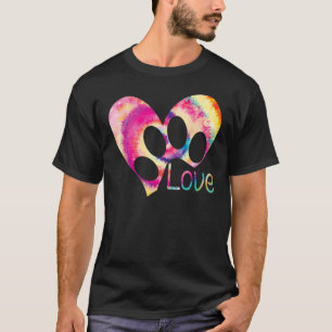 Tie Dye Kärlek Hund Paw Skriv ut Animal Tass Hund T Shirt