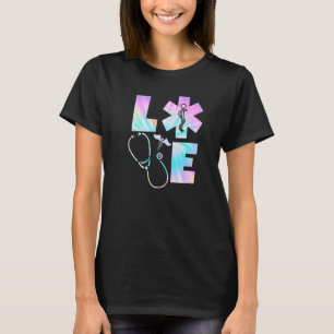 Tie Dye Kärlek SCrub Life Stethoscope Sjukskötersk T Shirt