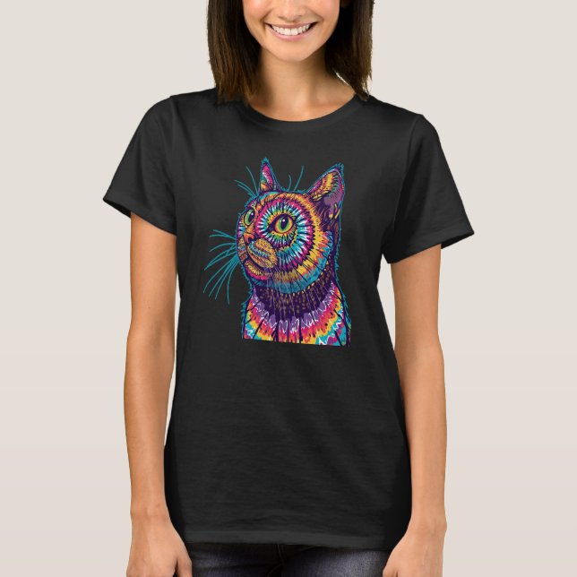 Tie Dye Katt T Shirt (Framsida)