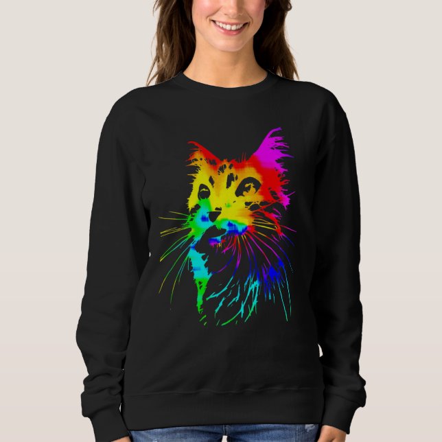 Tie Dye Kattstänk Konst T Shirt (Framsida)