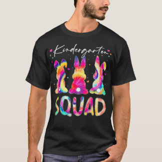 Tie Dye Kindergarten Teacher Squad Bunnies Påsk T Shirt
