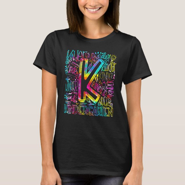 Tie Dye Kindergarten Typography Team Kindergarten T Shirt (Framsida)