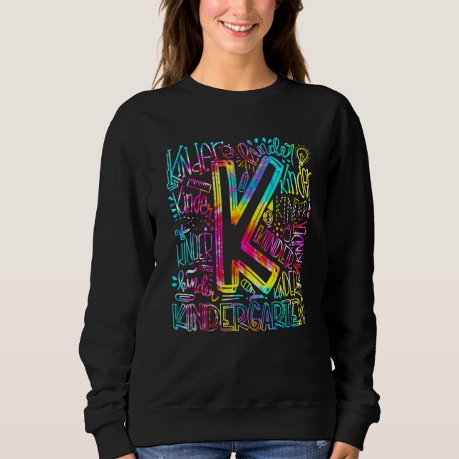 Tie Dye Kindergarten Typography Team Kindergarten T Shirt (Framsida)