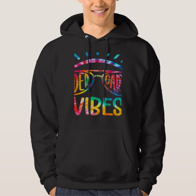 Tie Dye Kindergarten Vibes Student Teacher Back to Hoodie (Framsida)