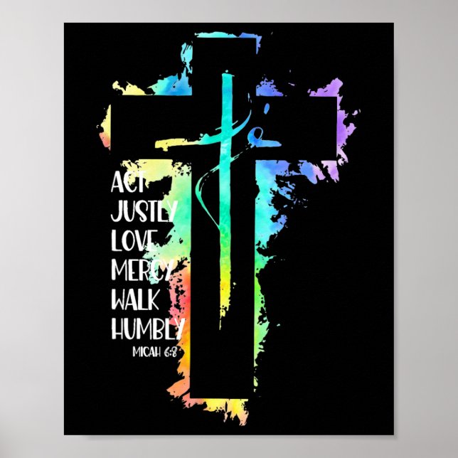 Tie Dye Kor Micah 68 Act just Bible Scripture Poster (Framsidan)