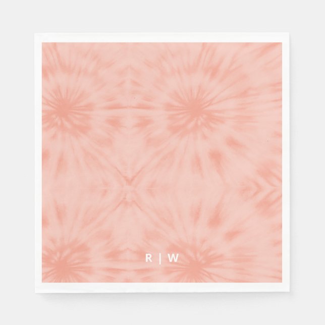 Tie Dye | Korall Rosa Modern Pastell Pappersservett (Framsidan)