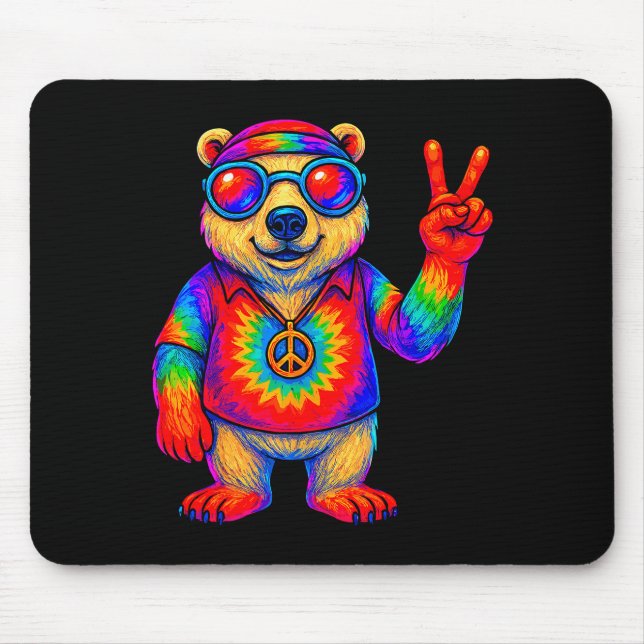 Tie-dye Lar Bear Peace Sign Hip  Musmatta (Framsidan)