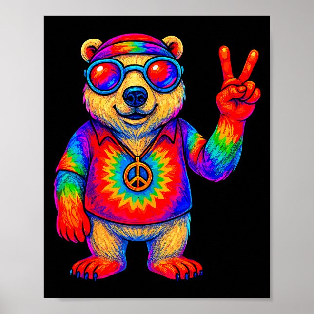 Tie-dye Lar Bear Peace Sign Hip  Poster (Framsidan)