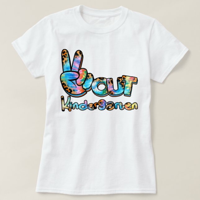 Tie Dye leopard Peace Out Kindergarten Första dage T Shirt (Design framsida)