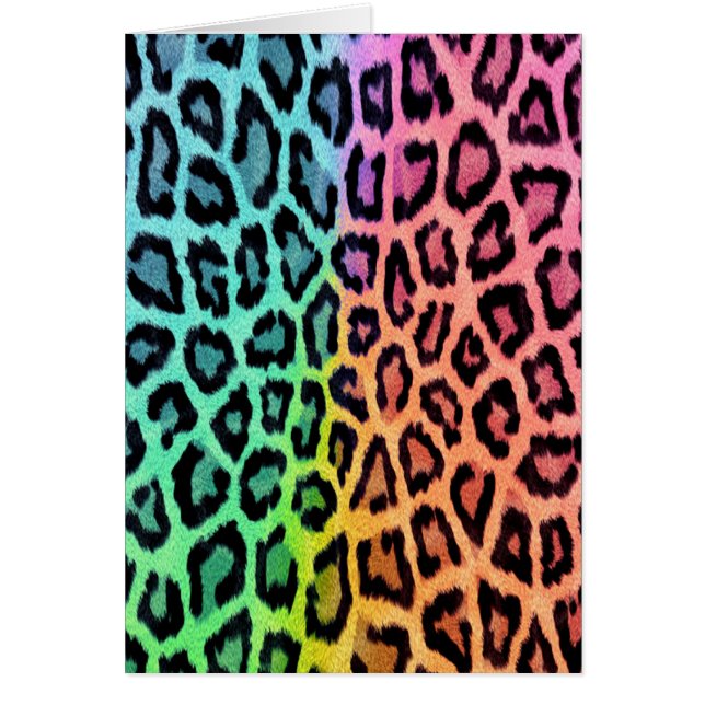Tie Dye Leopard Skriv ut Hälsningskort (Framsidan)