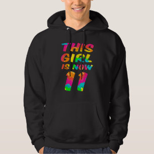 Tie-Dye Lettering Flickdotter 11:e födelsedagen Hoodie