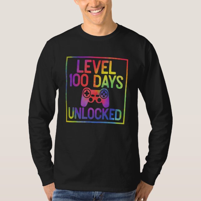 Tie Dye Level 100 Days Of School Unlocked 100 Days T Shirt (Framsida)