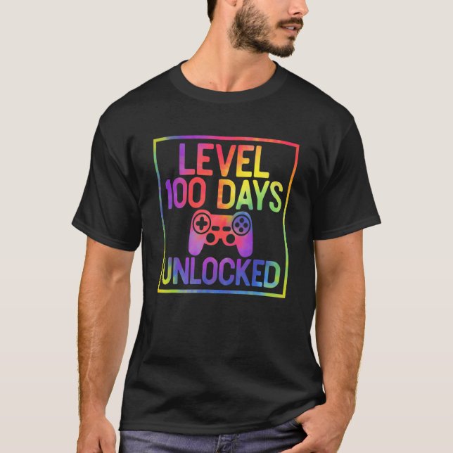 Tie Dye Level 100 Days Of School Unlocked 100 Days T Shirt (Framsida)