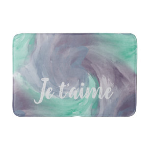 Tie-Dye Lila Grönt Painterly Watercolor i Kärlek Badrumsmatta