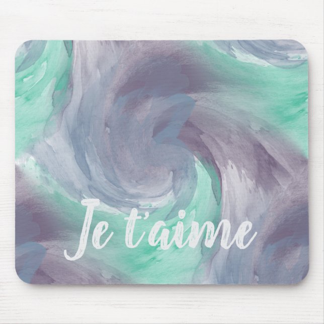 Tie-Dye Lila Grönt Painterly Watercolor i Kärlek Musmatta (Framsidan)