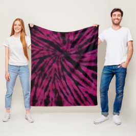 Tie-Dye Lila Rosa Svart Hippie Retro Mönster  Fleecefilt
