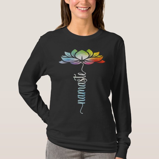 Tie Dye Lotus Flower Yoga Zen Meditation Namaste T Shirt (Framsida)