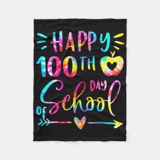 Tie Dye Lycklig 100-dagen för skollärare i Student Fleecefilt