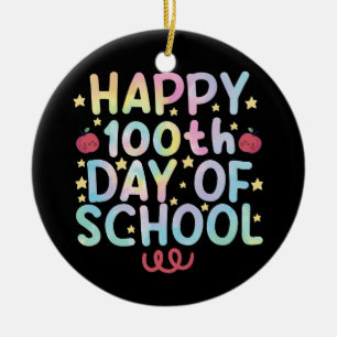 Tie Dye Lycklig 100-dagen för skollärare i Student Julgransprydnad Keramik