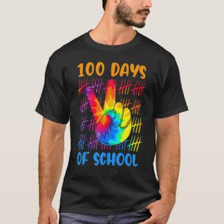 Tie Dye Lycklig 100-dagen för skollärare i Student T Shirt