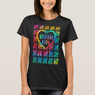 Tie Dye Lycklig 100-dagen för skollärare i Student T Shirt
