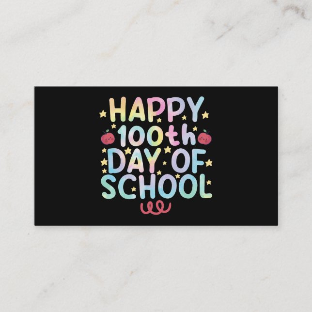 Tie Dye Lycklig 100-dagen för skollärare i Student Visitkort (Framsida)