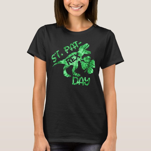 Tie Dye Lycklig St Pat Rex Saint patrick's day Din T Shirt (Framsida)