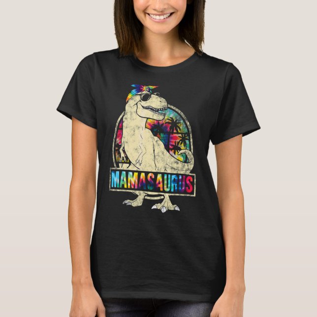 Tie Dye Mamasaurus Dinosaur Rex Mamma Mamma Mor" T Shirt (Framsida)