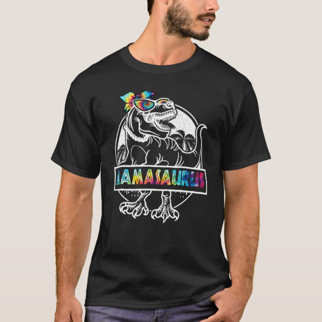 Tie Dye Mamasaurus Dinosaur T Rex Mamma Mamma Moth Shirt (Framsida)