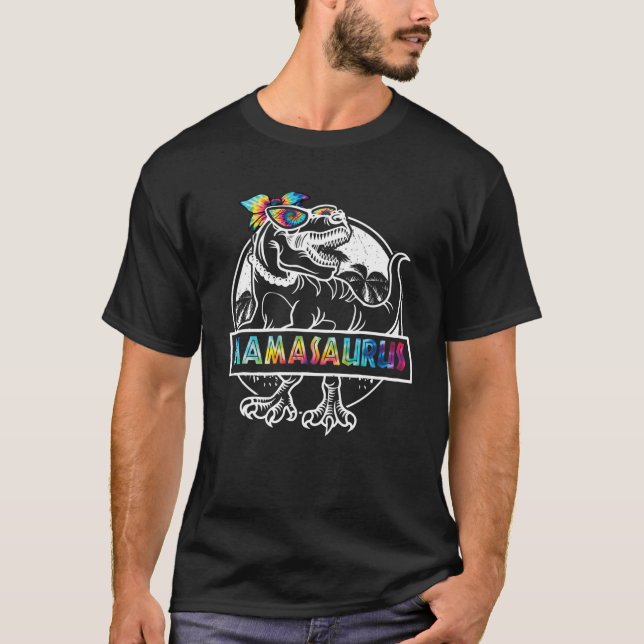 Tie Dye Mamasaurus Dinosaur T Rex Mamma Mamma Moth Shirt (Framsida)