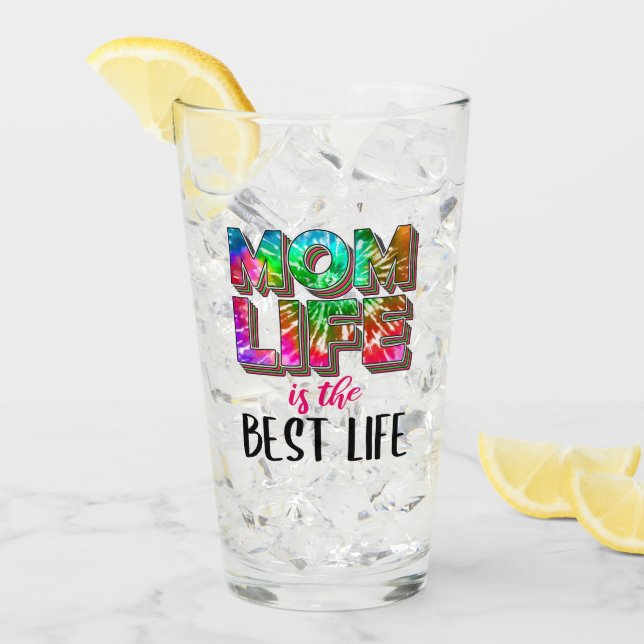 Tie Dye Mamma Life är det bästa livet Glaskopp (Framsida Ice)