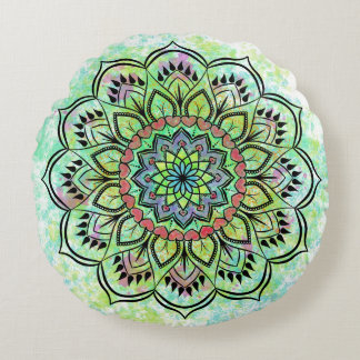 Tie-Dye Mandala Meditation Round Pillow Rund Kudde