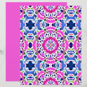 Tie Dye Mandala Mönster Denim Blue och Rosa