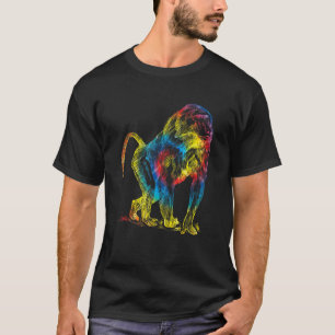 Tie Dye Mandrill Rainbow Skriv ut apa Hippie Peace T Shirt