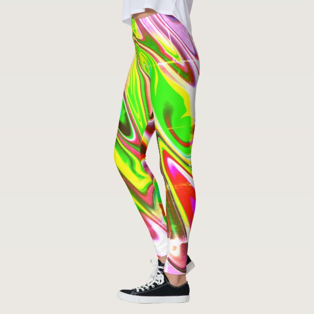 Tie Dye Marble Liquid Acid Colorful Leggings (Vänster)