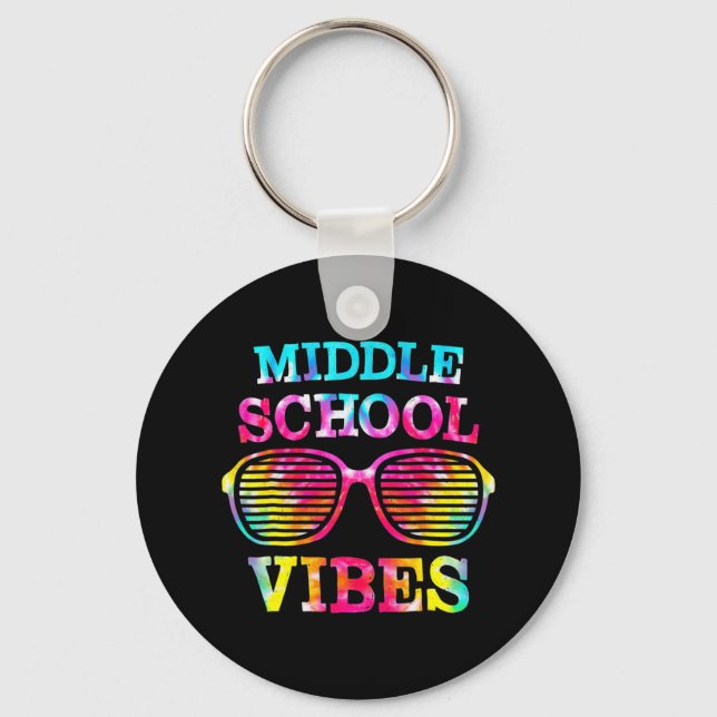 Tie Dye Mitten School Vibes Teacher Student Back T Nyckelring (Framsida)